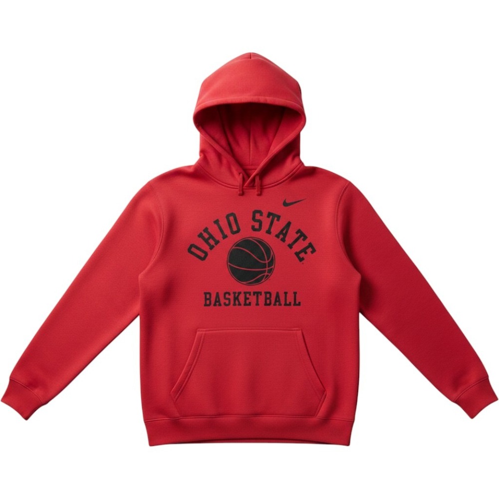 Nike Ohio State Buckeyes Basketball Hoodie Red Mens XL Fleece Pullover Swoosh